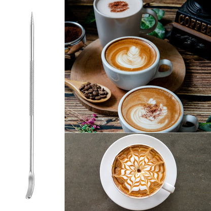 Stylo à café latte art en acier inoxydable, 135 mm/5,31 po, outil fantaisie pour café