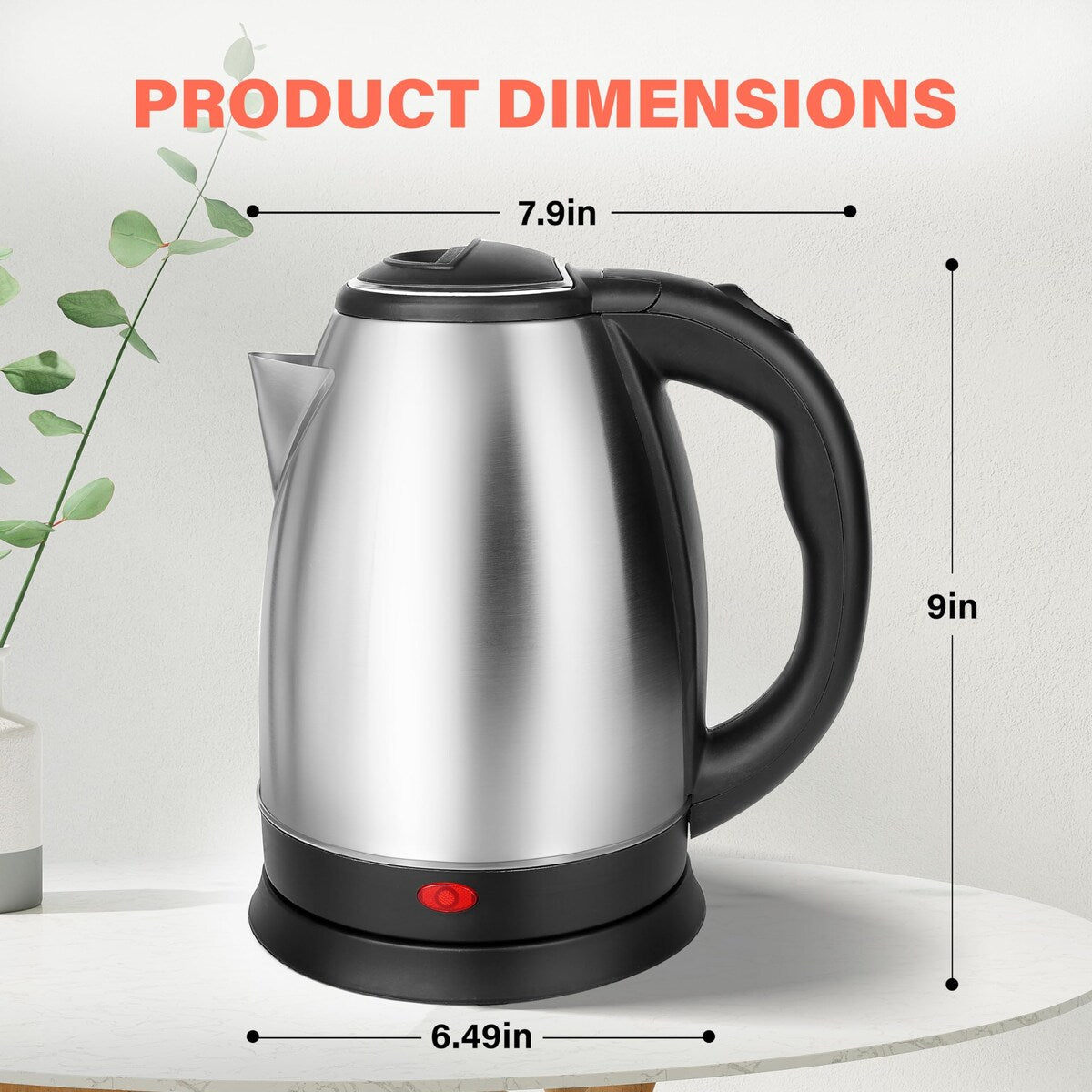 Bouilloire électrique en acier inoxydable, 1,7 L, arrêt automatique, 1 000 W, argent (noir)