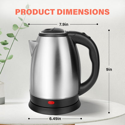 Bouilloire électrique en acier inoxydable, 1,7 L, arrêt automatique, 1 000 W, argent (noir)