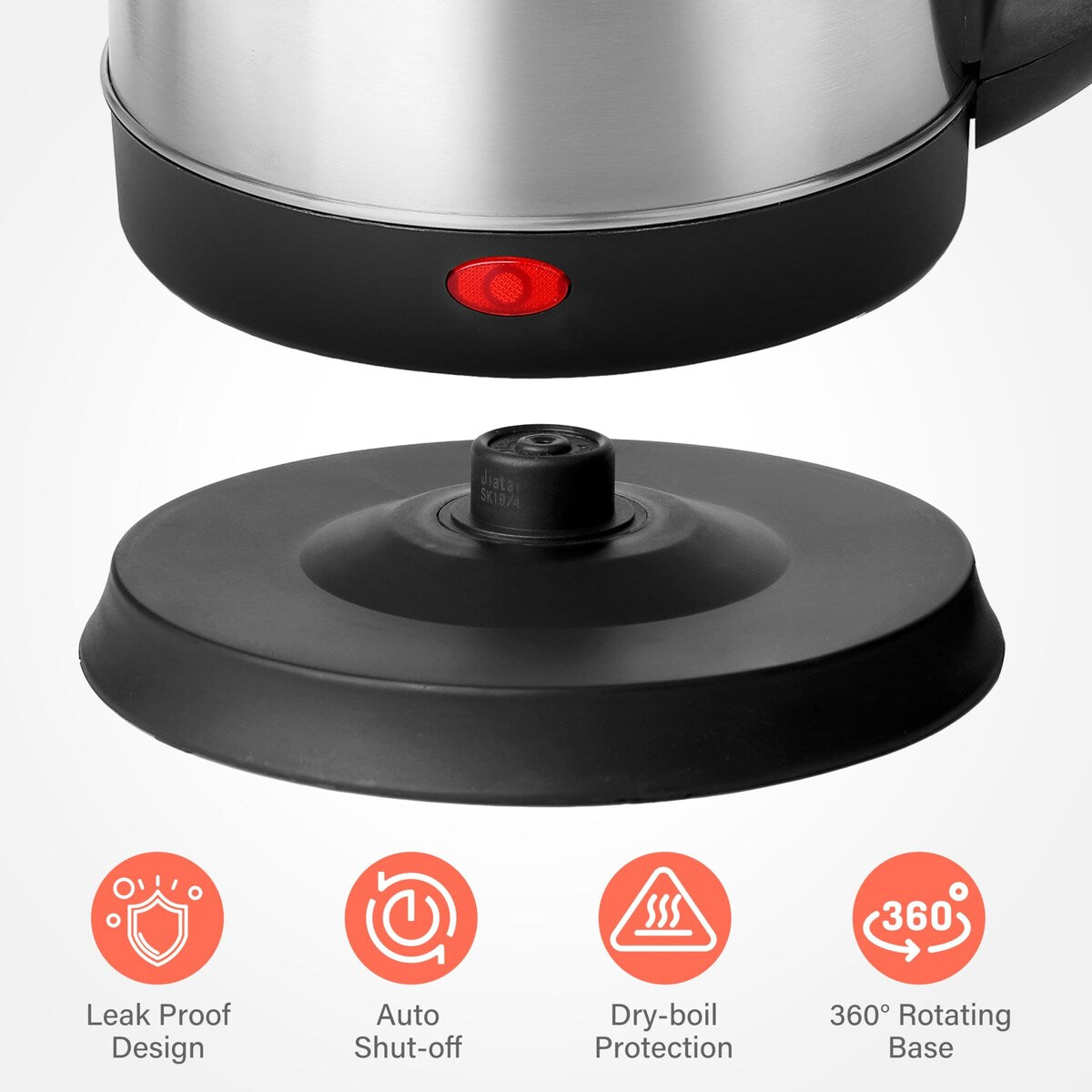 Bouilloire électrique en acier inoxydable, 1,7 L, arrêt automatique, 1 000 W, argent (noir)