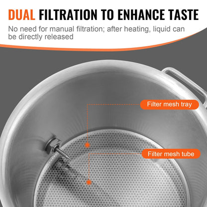 Bouilloire en acier inoxydable, pot de brassage, fond triple épaisseur pour la bière, bouilloire de brassage, fournitures de brassage maison avec couvercle et poignée
