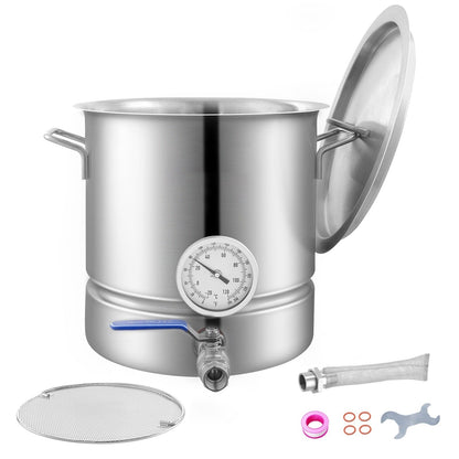 Bouilloire en acier inoxydable, pot de brassage, fond triple épaisseur pour la bière, bouilloire de brassage, fournitures de brassage maison avec couvercle et poignée