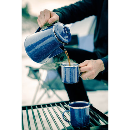 Cafetière percolatrice en émail Stansport et lot de 4 tasses