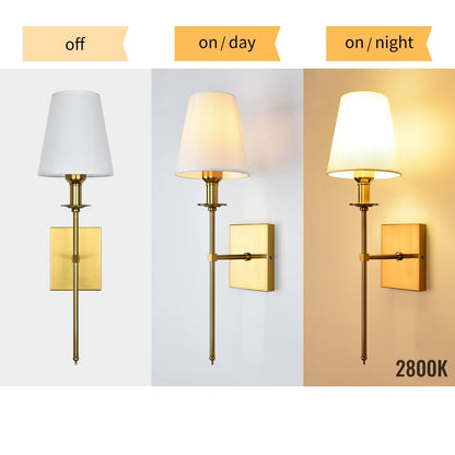 Starsky 1 - Ensemble d'appliques murales industrielles légères avec abat-jour conique en tissu (lot de 2)