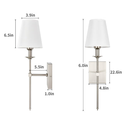 Starsky 1 - Ensemble d'appliques murales industrielles légères avec abat-jour conique en tissu (lot de 2)