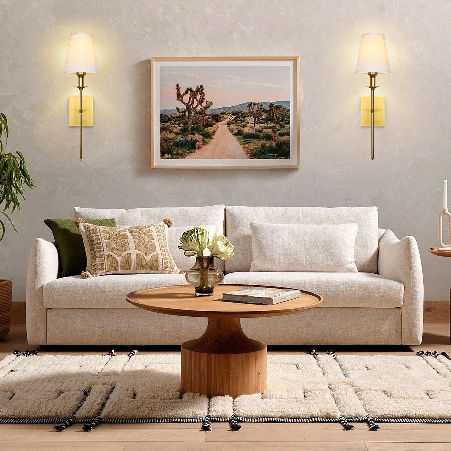 Starsky 1 - Ensemble d'appliques murales industrielles légères avec abat-jour conique en tissu (lot de 2)