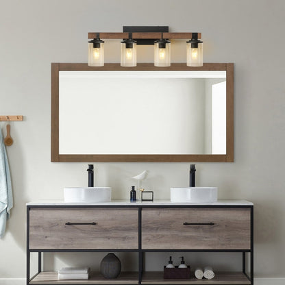 Applique murale de salle de bain Starsky 2/3/4 lumières, style ferme moderne, à intensité variable, en verre avec abat-jour cylindrique transparent