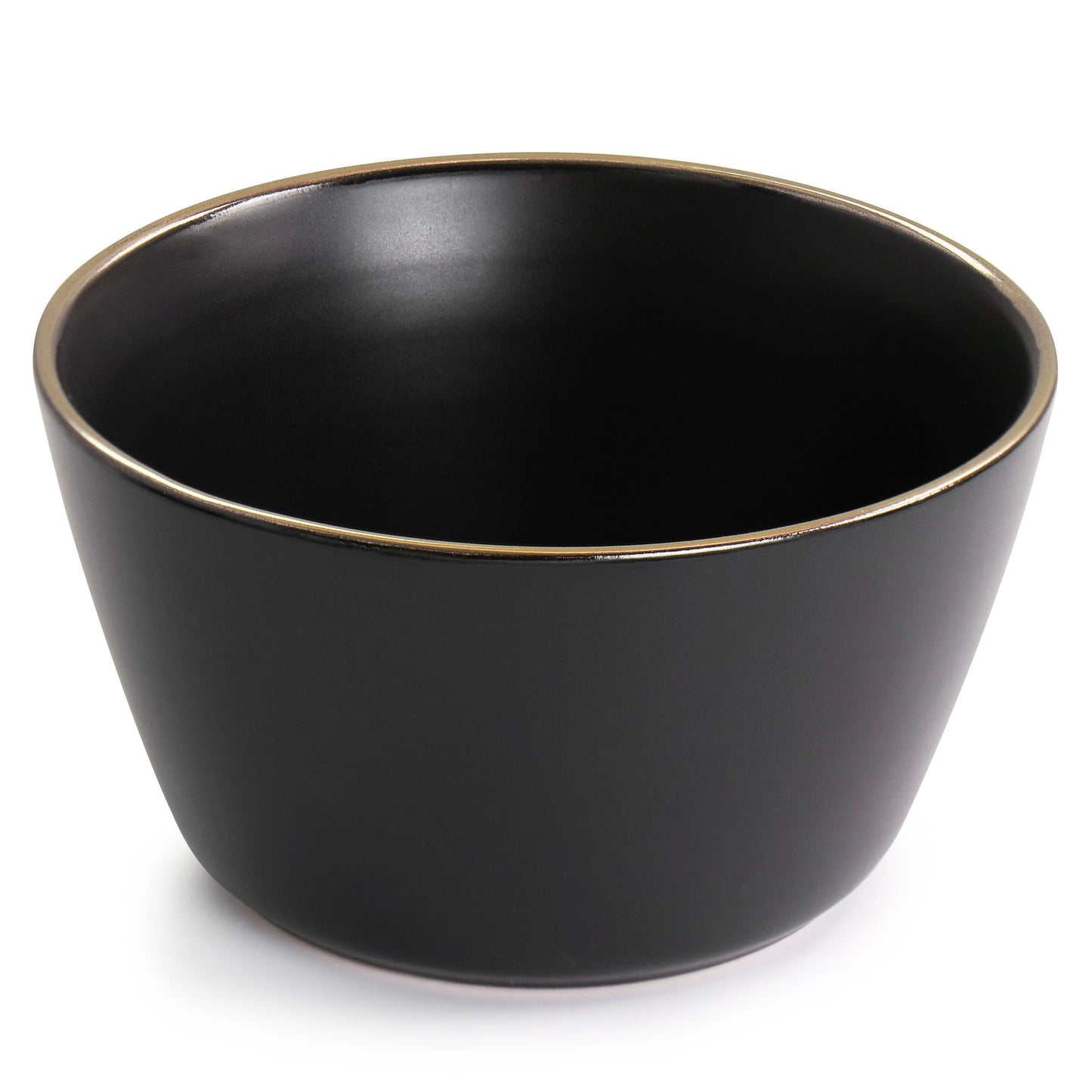 Service de table 16 pièces en grès noir avec bordure dorée