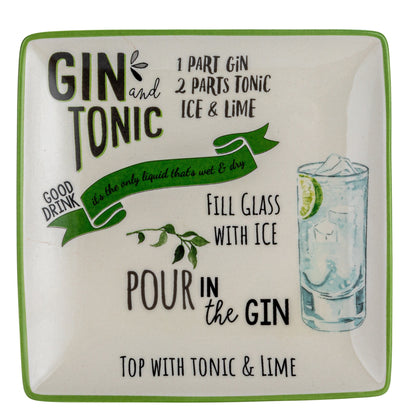 Ensemble d'assiettes en grès avec motif de recettes de cocktails - 6,0 L x 6,0 l x 0,5 H