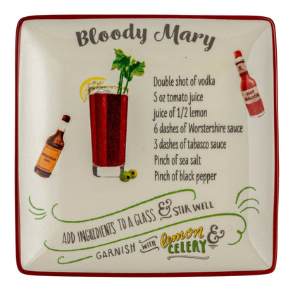 Ensemble d'assiettes en grès avec motif de recettes de cocktails - 6,0 L x 6,0 l x 0,5 H