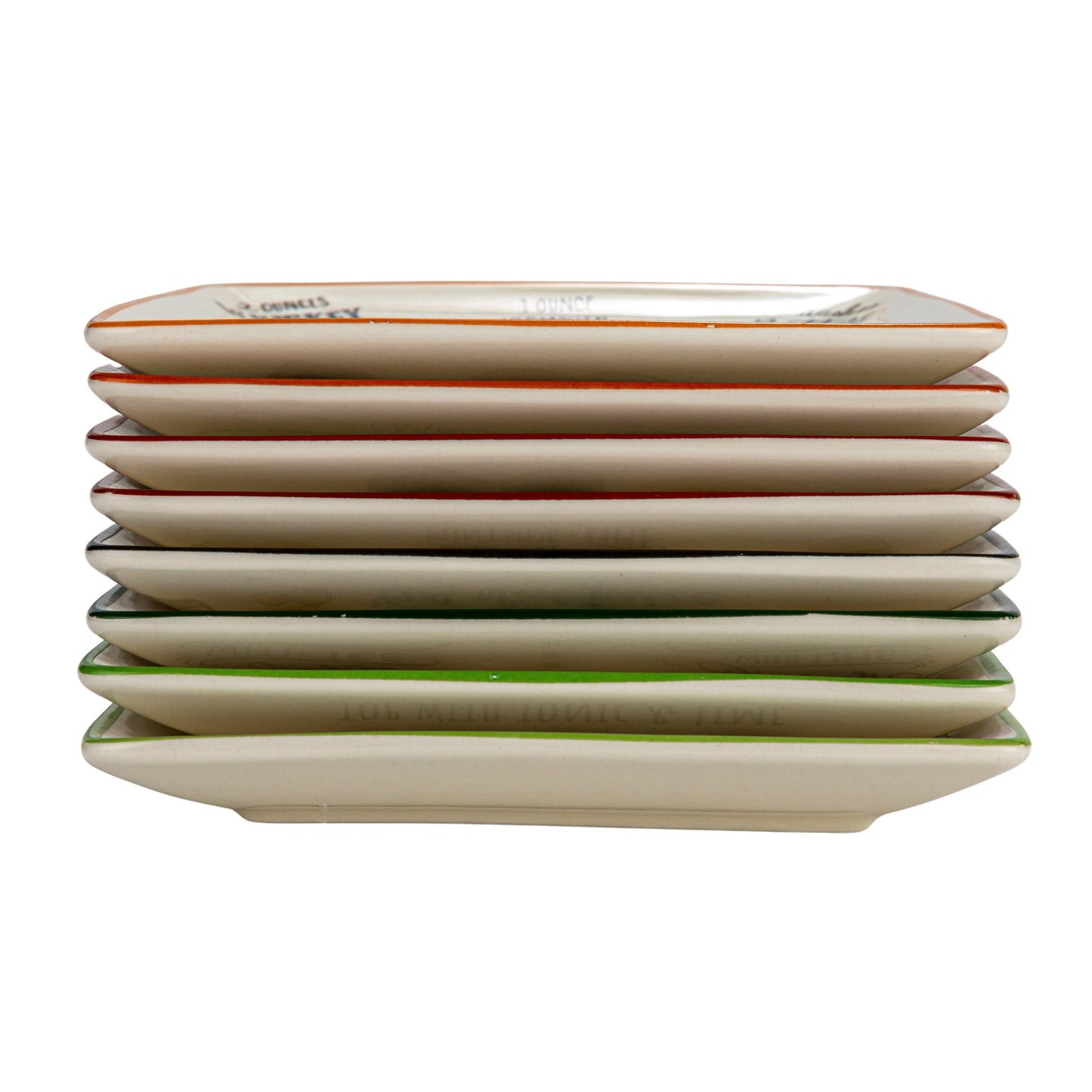 Ensemble d'assiettes en grès avec motif de recettes de cocktails - 6,0 L x 6,0 l x 0,5 H