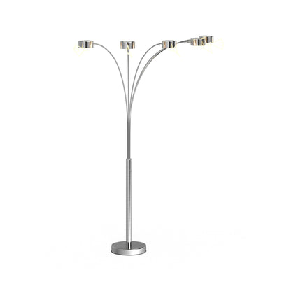Lampadaire arqué en acier brossé Charlie de Strick &amp; Bolton à 5 lumières