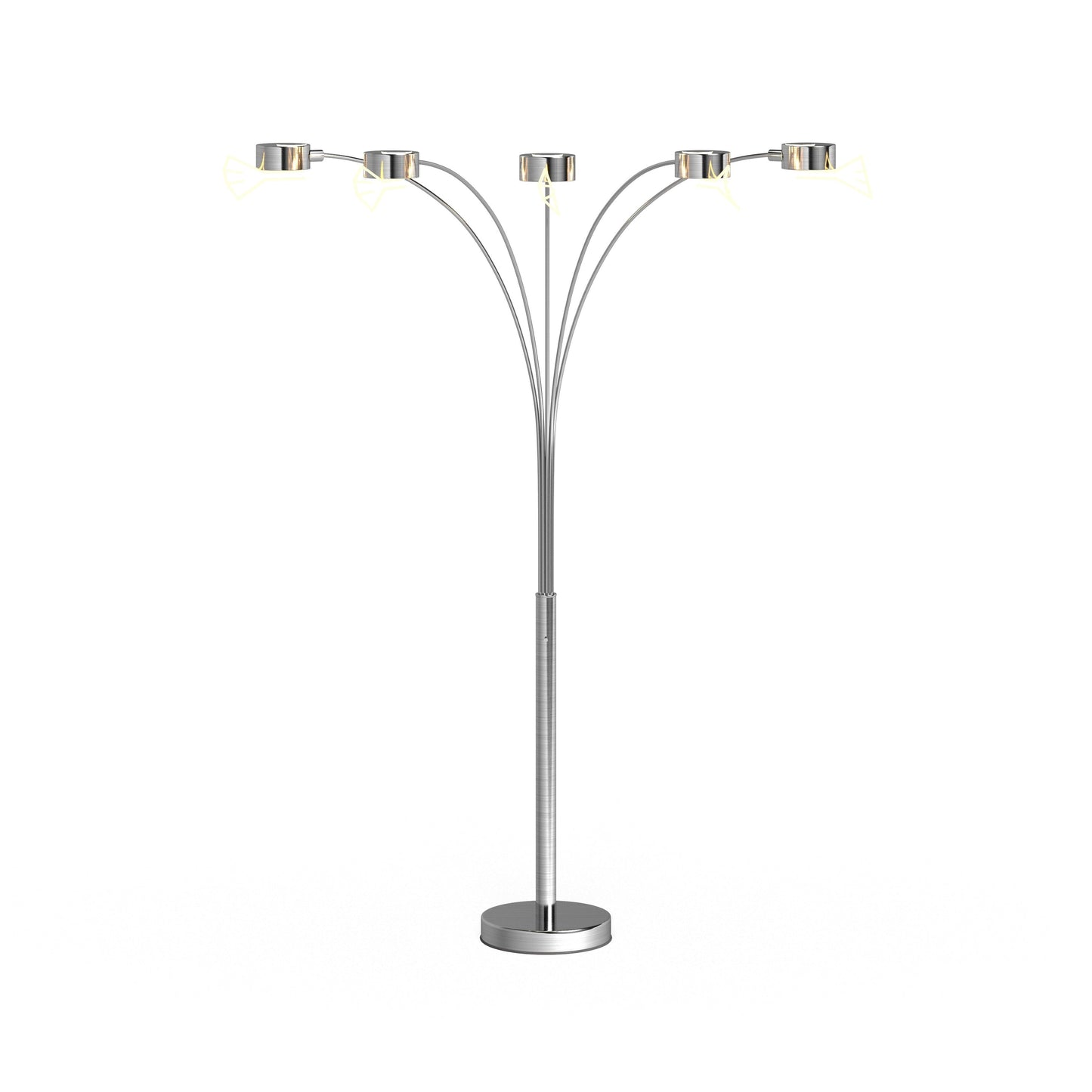 Lampadaire arqué en acier brossé Charlie de Strick &amp; Bolton à 5 lumières