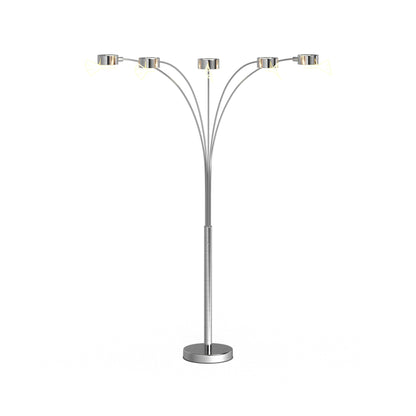 Lampadaire arqué en acier brossé Charlie de Strick &amp; Bolton à 5 lumières