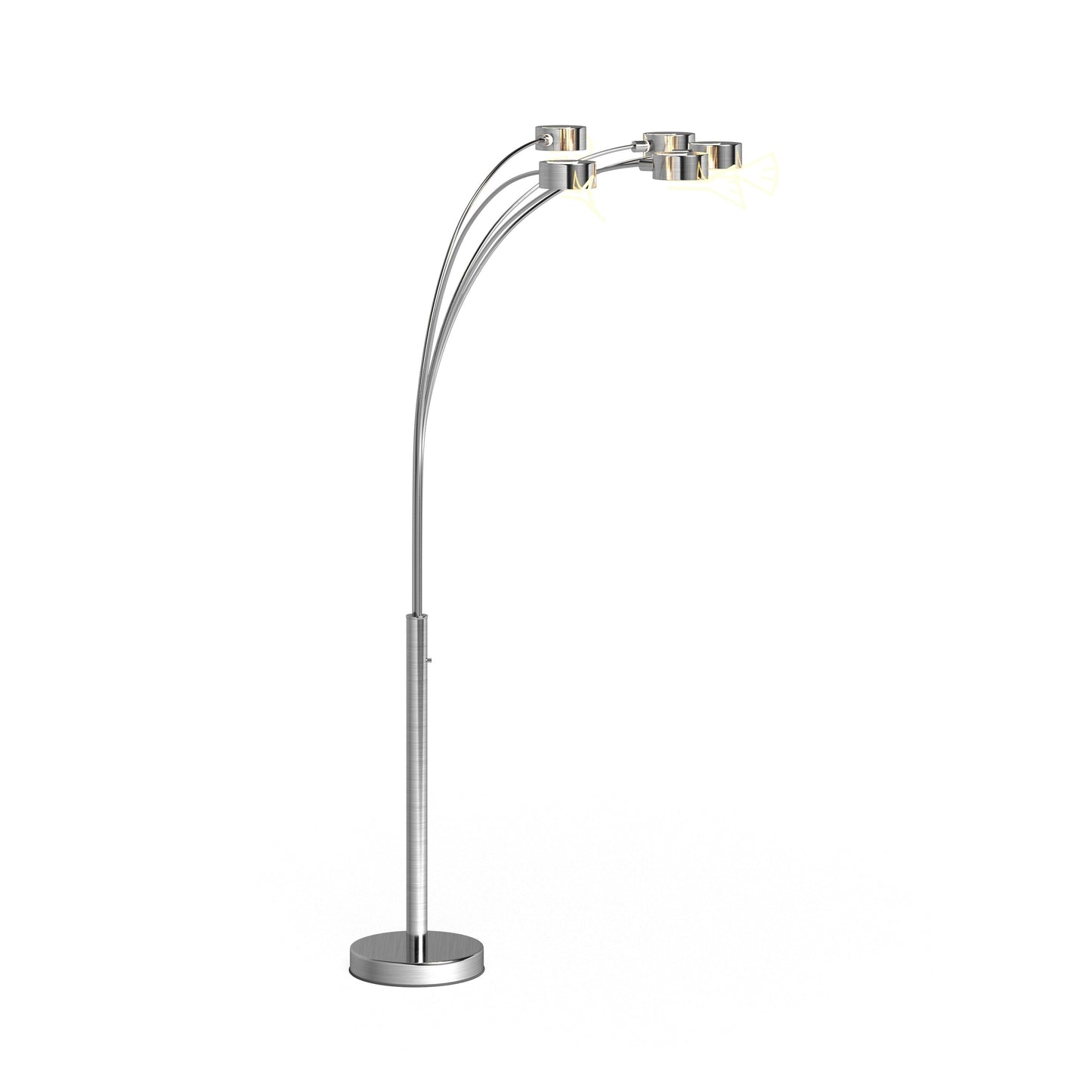 Lampadaire arqué en acier brossé Charlie de Strick &amp; Bolton à 5 lumières