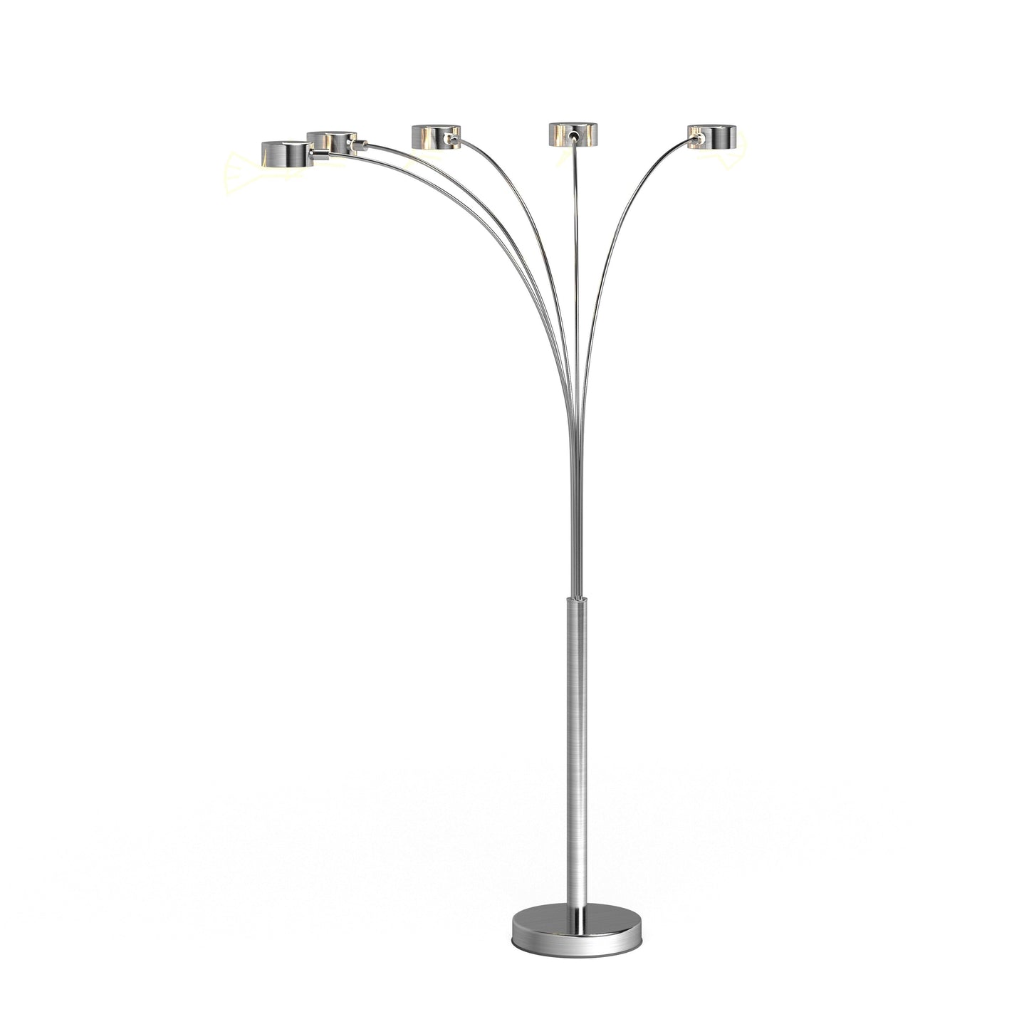 Lampadaire arqué en acier brossé Charlie de Strick &amp; Bolton à 5 lumières