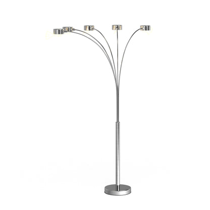 Lampadaire arqué en acier brossé Charlie de Strick &amp; Bolton à 5 lumières