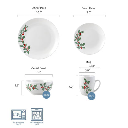 Service de table Studio Nova Holiday Cheer, 16 pièces, service pour 4 personnes, multicolore