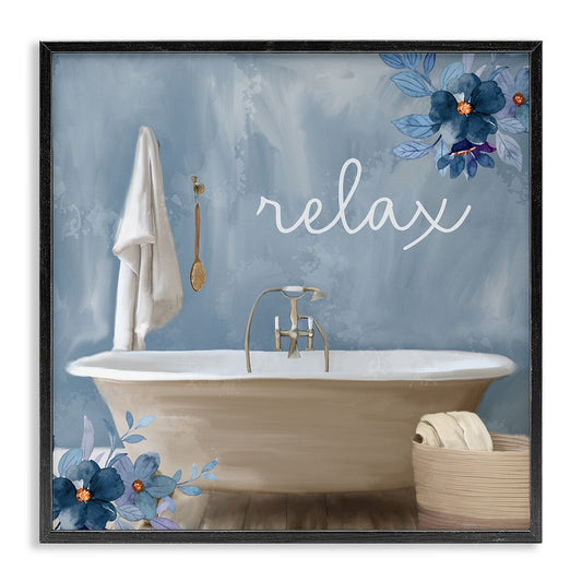 Décoration murale encadrée texturée giclée à motif floral bleu Stupell, création Kim Allen