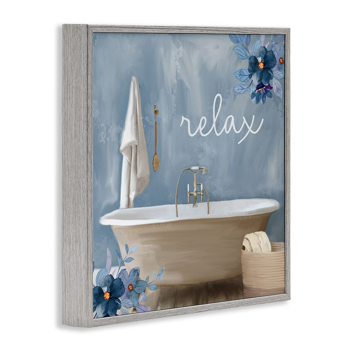 Décoration murale encadrée texturée giclée à motif floral bleu Stupell, création Kim Allen