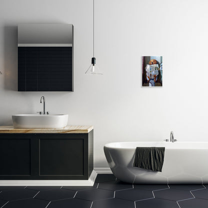 Plaque murale amusante représentant un chien Stupell lisant le journal sur les toilettes, fabriquée aux États-Unis.