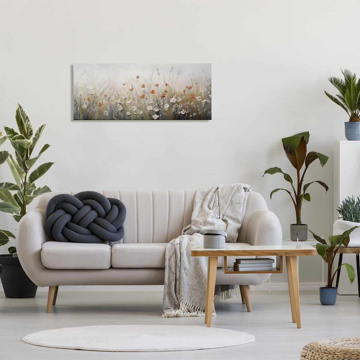 Toile murale Stupell à fleurs de pavot neutres, conçue par Ramona Murdock