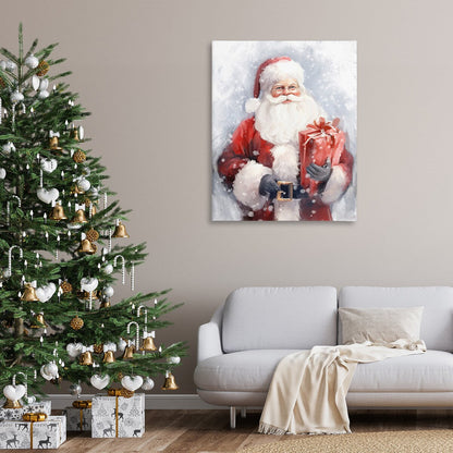 Décoration murale sur toile Stupell Père Noël avec un cadeau rouge, conçue par Ramona Murdock