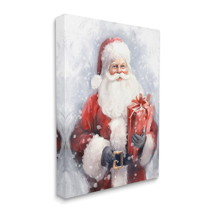 Décoration murale sur toile Stupell Père Noël avec un cadeau rouge, conçue par Ramona Murdock