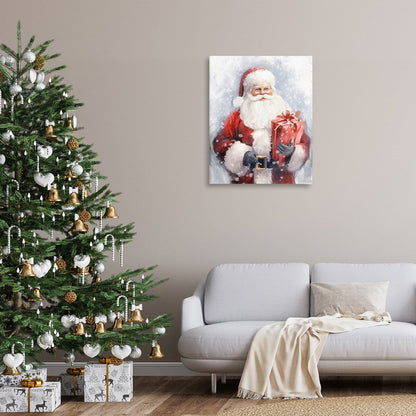 Décoration murale sur toile Stupell Père Noël avec un cadeau rouge, conçue par Ramona Murdock