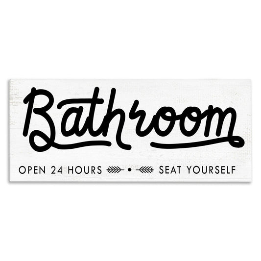 Stupell - Panneau de salle de bain « Asseyez-vous » - Art mural minimaliste sur toile noir et blanc