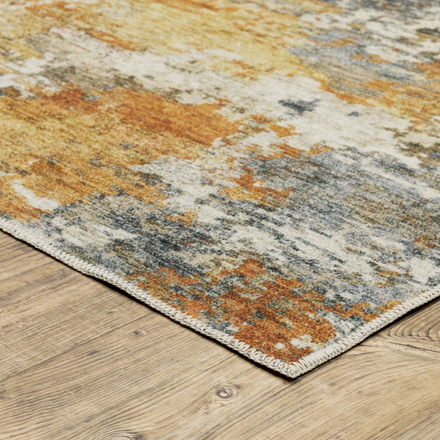 Tapis d'intérieur contemporain lavable et abstrait orange/bleu de Vista Home Marissa