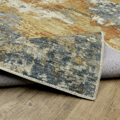 Tapis d'intérieur contemporain lavable et abstrait orange/bleu de Vista Home Marissa