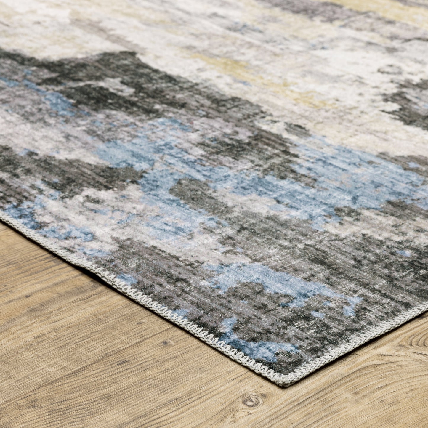 Tapis d'intérieur lavable abstrait gris/bleu de Vista Home Marissa