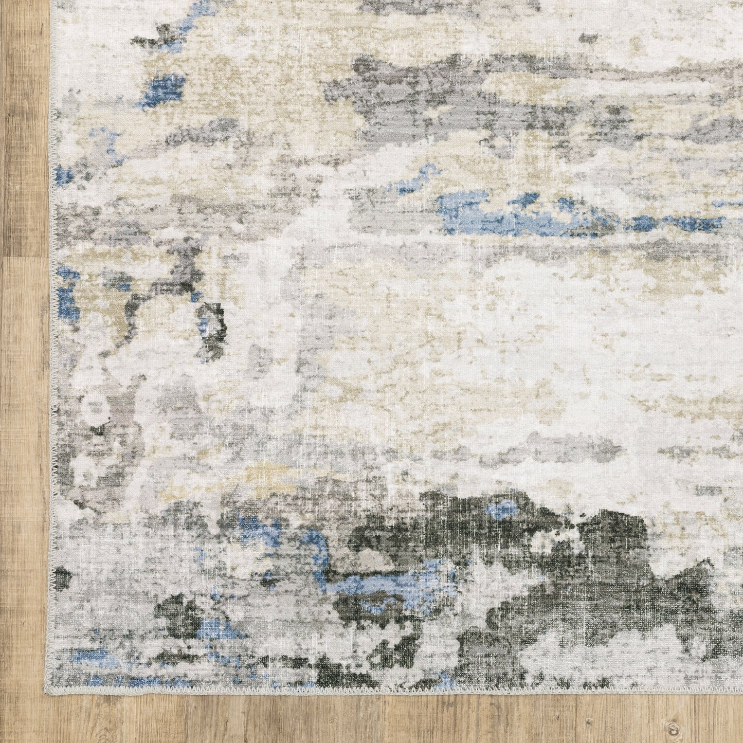 Tapis d'intérieur lavable abstrait gris/bleu de Vista Home Marissa