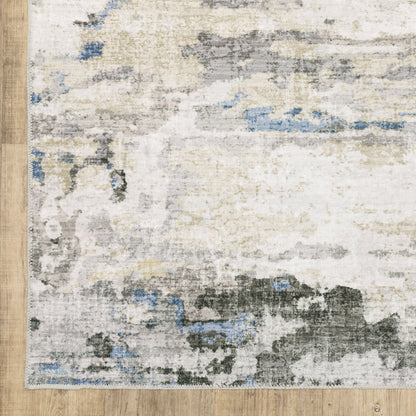 Tapis d'intérieur lavable abstrait gris/bleu de Vista Home Marissa