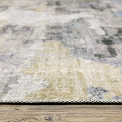 Tapis d'intérieur lavable abstrait gris/bleu de Vista Home Marissa