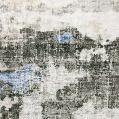 Tapis d'intérieur lavable abstrait gris/bleu de Vista Home Marissa