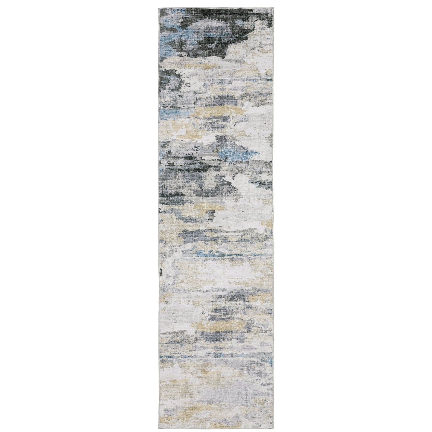 Tapis d'intérieur lavable abstrait gris/bleu de Vista Home Marissa
