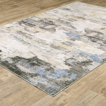 Tapis d'intérieur lavable abstrait gris/bleu de Vista Home Marissa