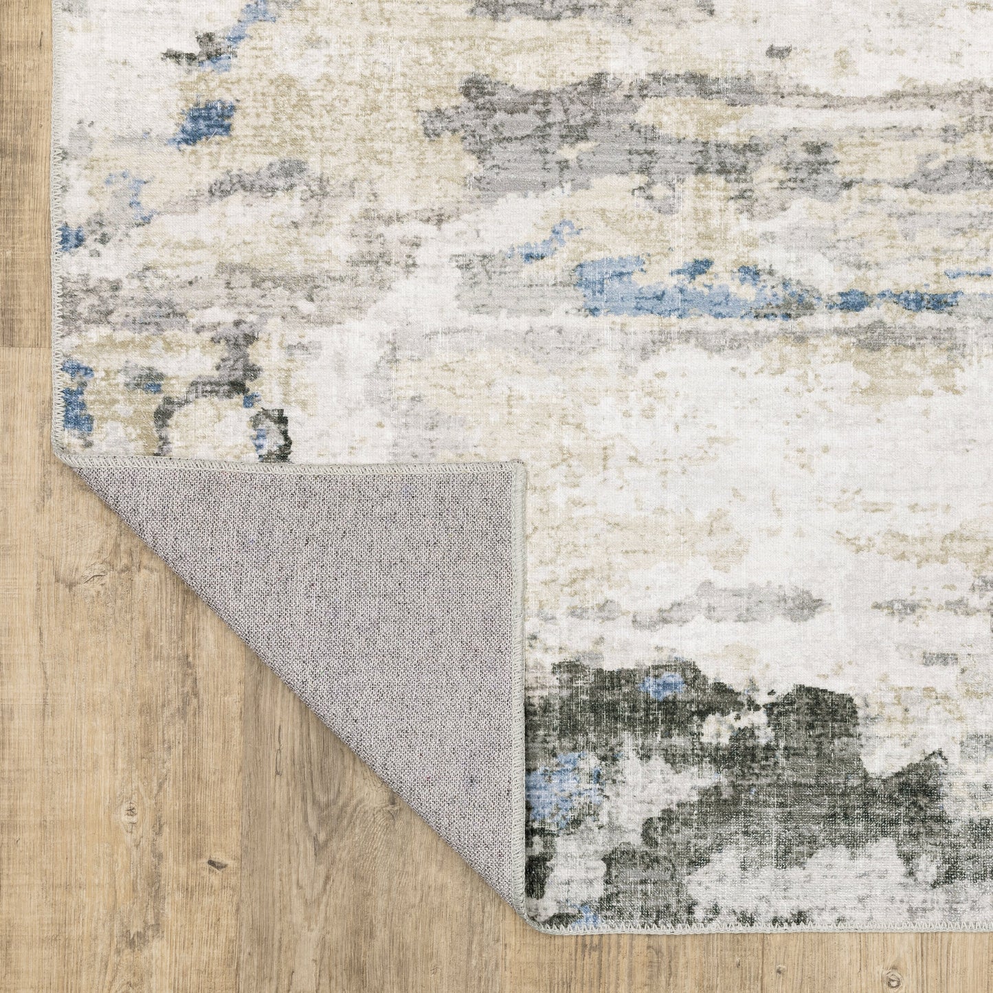 Tapis d'intérieur lavable abstrait gris/bleu de Vista Home Marissa