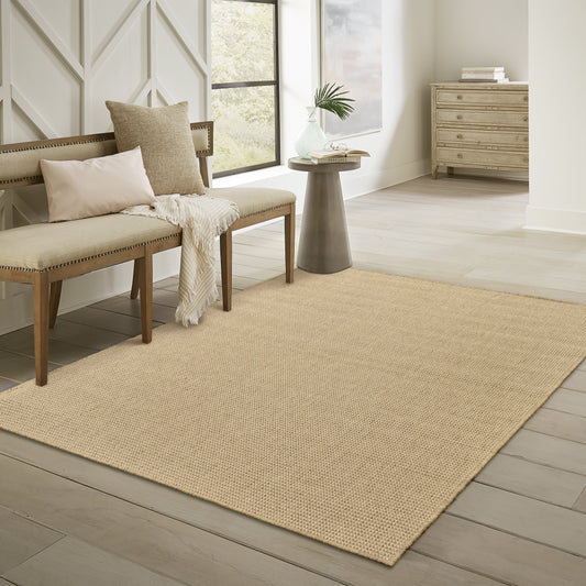 Tapis d'intérieur/extérieur texturé uni marron clair Style Haven Veranda