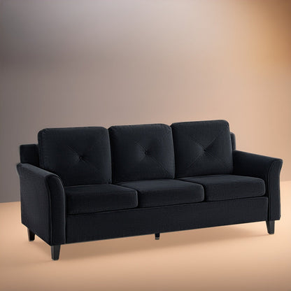 Canapé élégant combiné : canapé Chesterfield avec accoudoirs roulés et accoudoirs évasés capitonnés à boutons, canapé en microfibre pour petits espaces