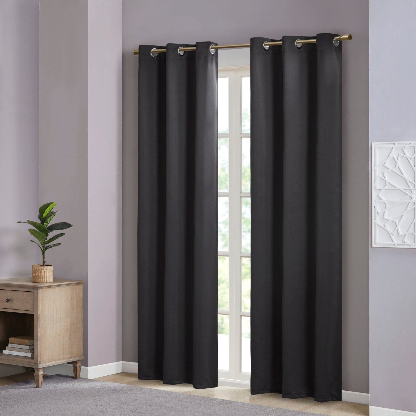Paire de rideaux occultants à œillets SunSmart Brent, unis et à triple tissage