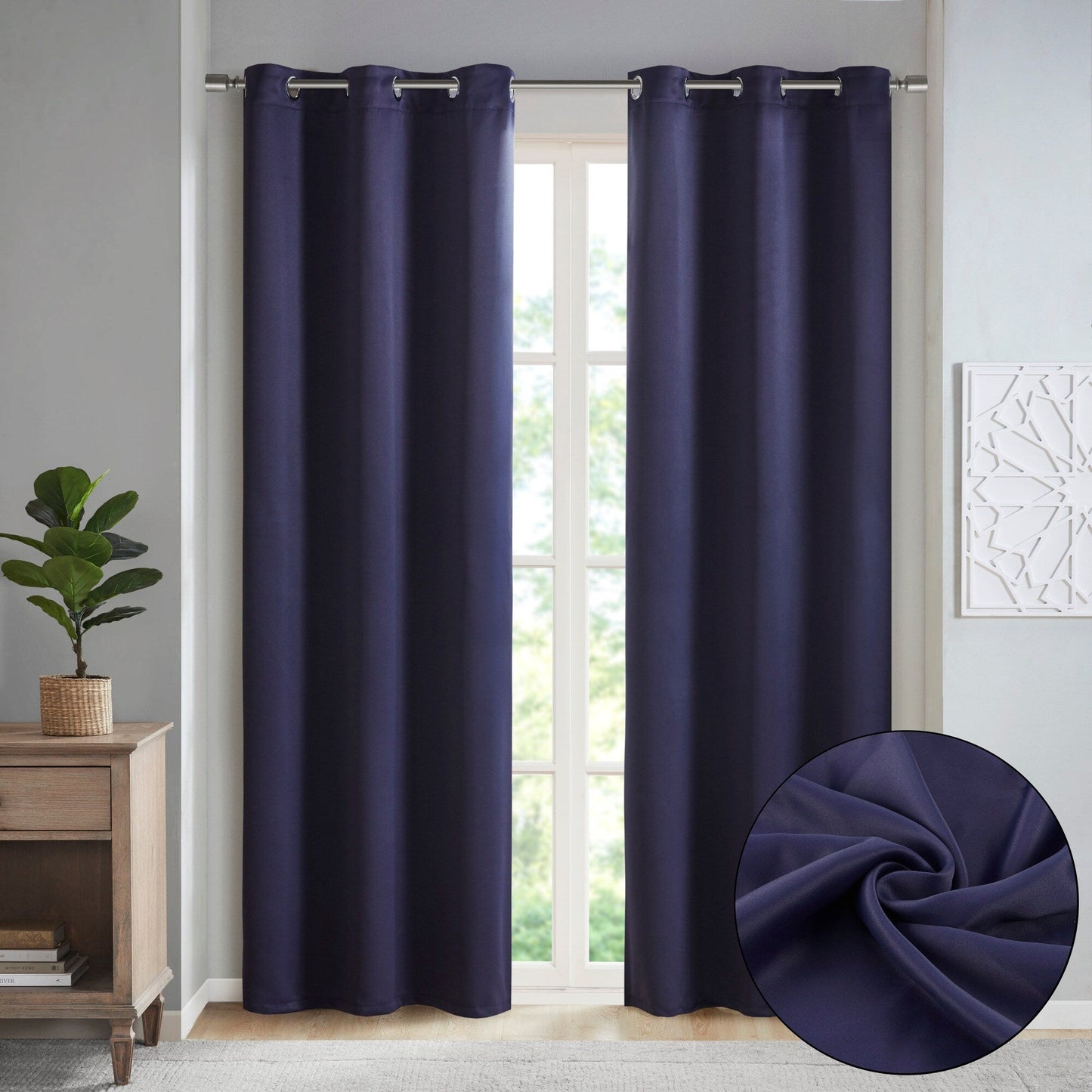 Paire de rideaux occultants à œillets SunSmart Brent, unis et à triple tissage