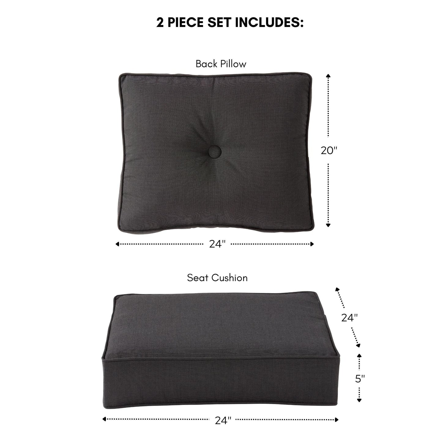 Ensemble de coussins d'extérieur à siège profond Sunbrella de qualité supérieure, 2 pièces