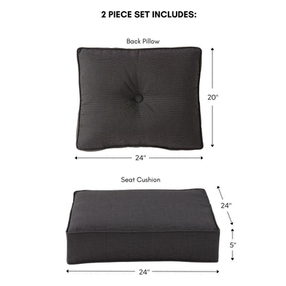 Ensemble de coussins d'extérieur à siège profond Sunbrella de qualité supérieure, 2 pièces