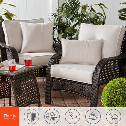 Ensemble de coussins d'extérieur à siège profond Sunbrella de qualité supérieure, 2 pièces