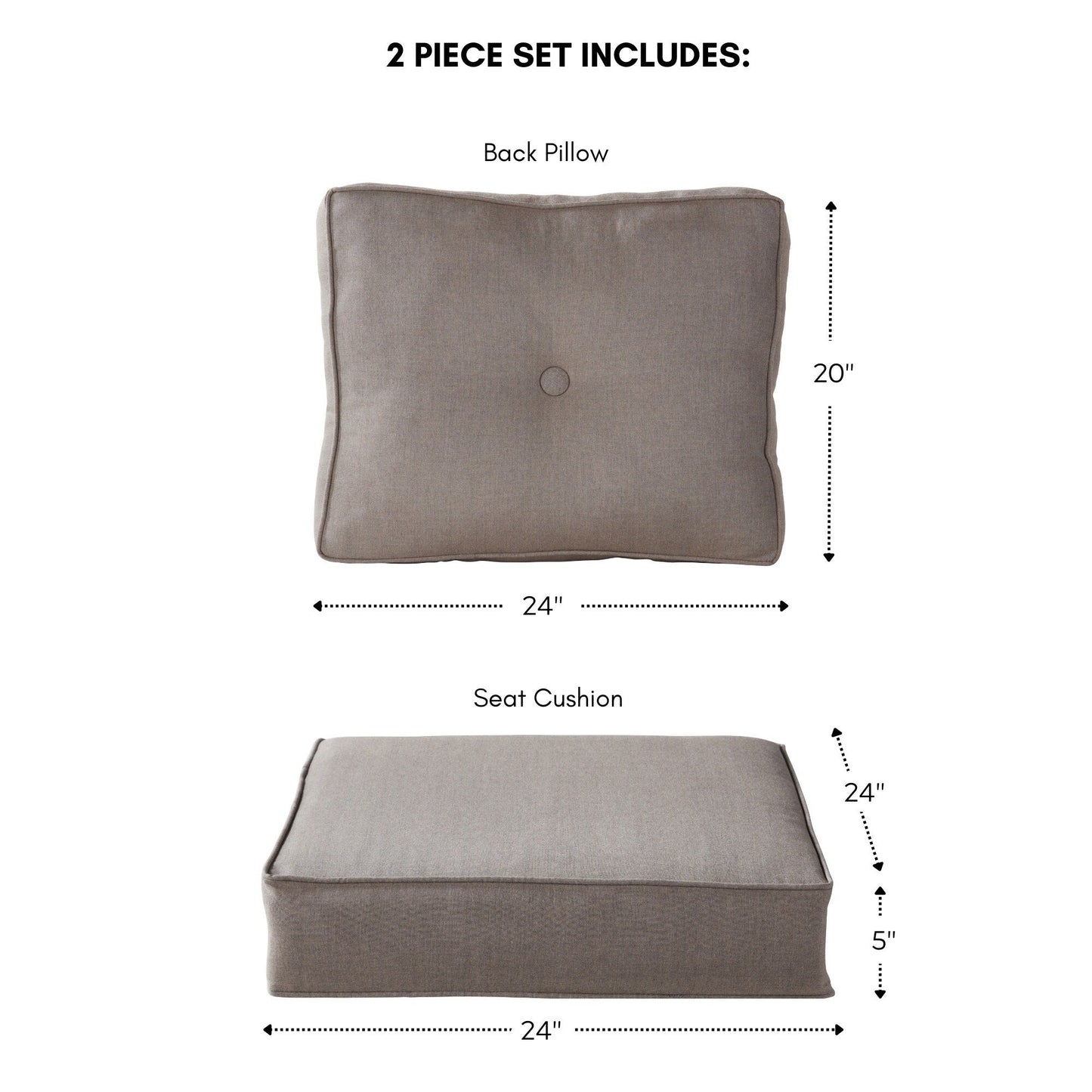 Ensemble de coussins d'extérieur à siège profond Sunbrella de qualité supérieure, 2 pièces