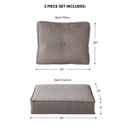 Ensemble de coussins d'extérieur à siège profond Sunbrella de qualité supérieure, 2 pièces