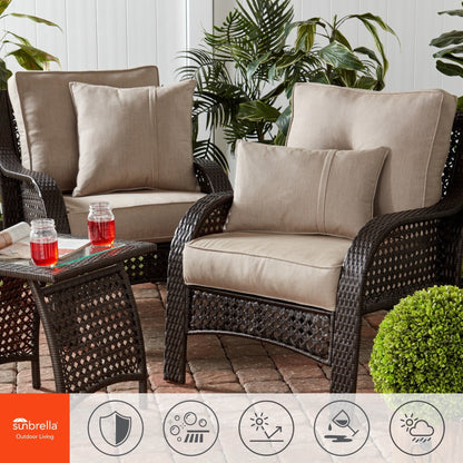 Ensemble de coussins d'extérieur à siège profond Sunbrella de qualité supérieure, 2 pièces